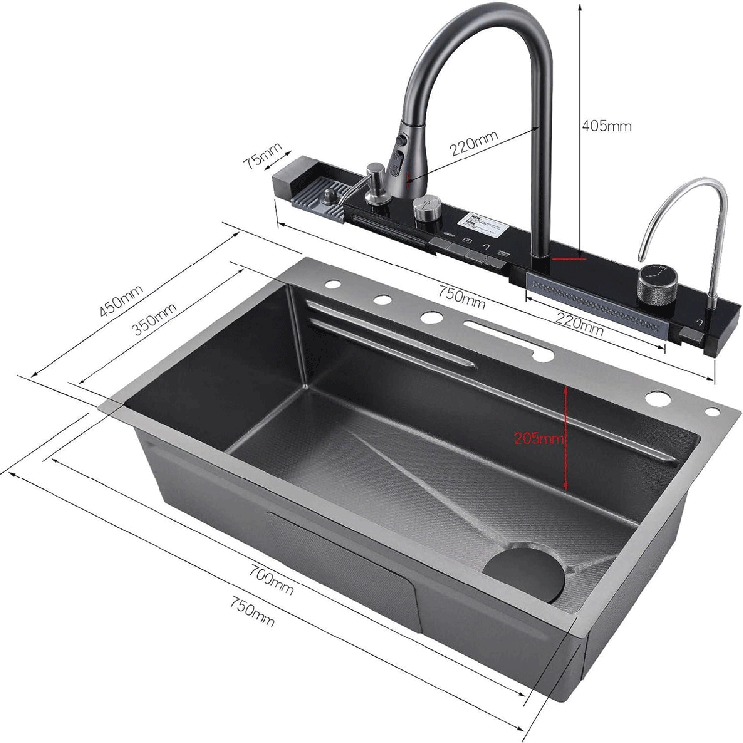 Lavaplatos Multifuncional Cascada Pro 75x45 Mateo-2
