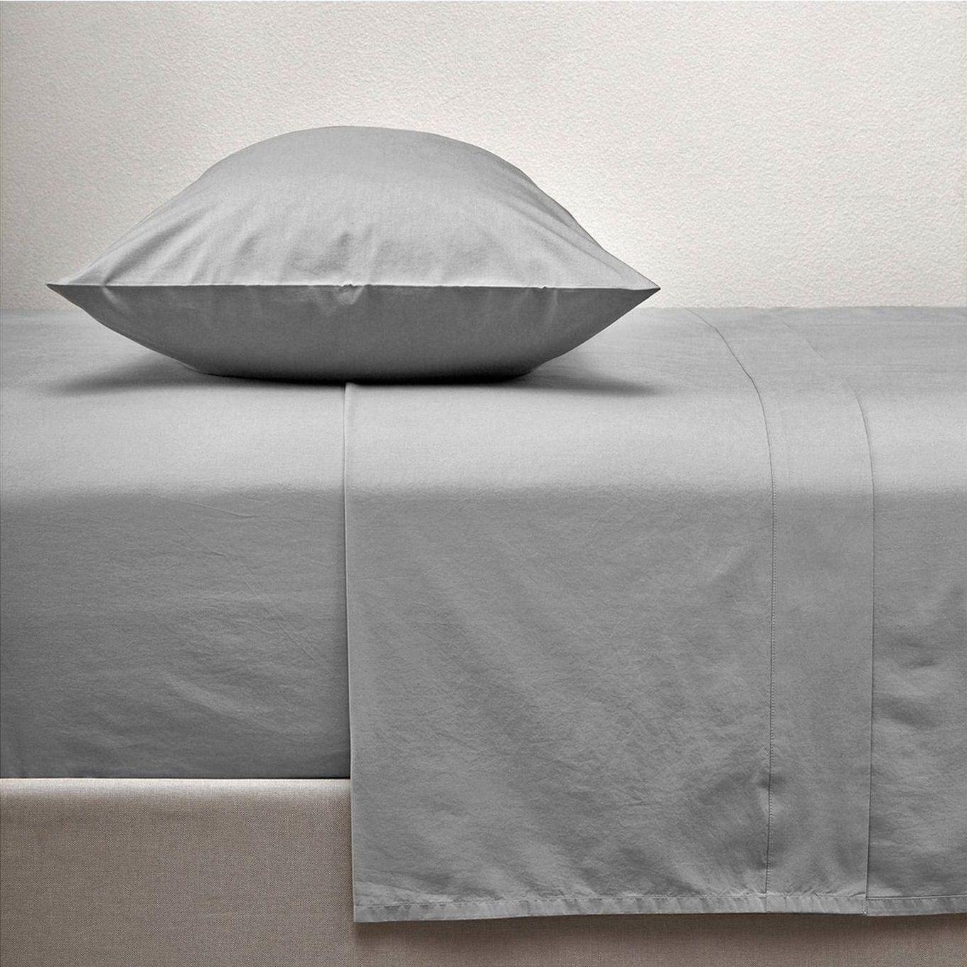 Juego de Sábanas Algodón Gris 300 Hilos 1,5 Plazas-0