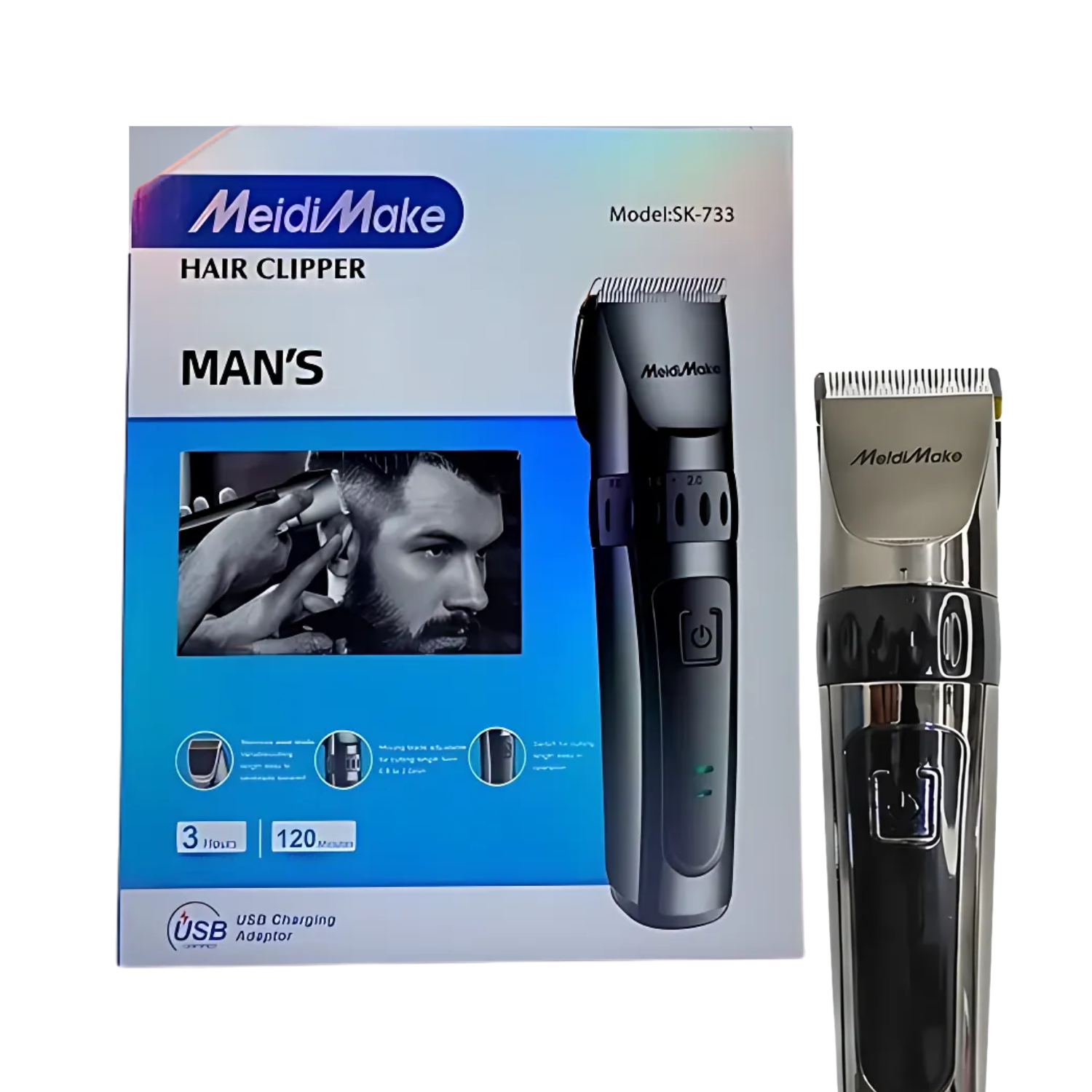 Cortadora de Pelo y Barba Meidi Make SK-733 Color Plata-3