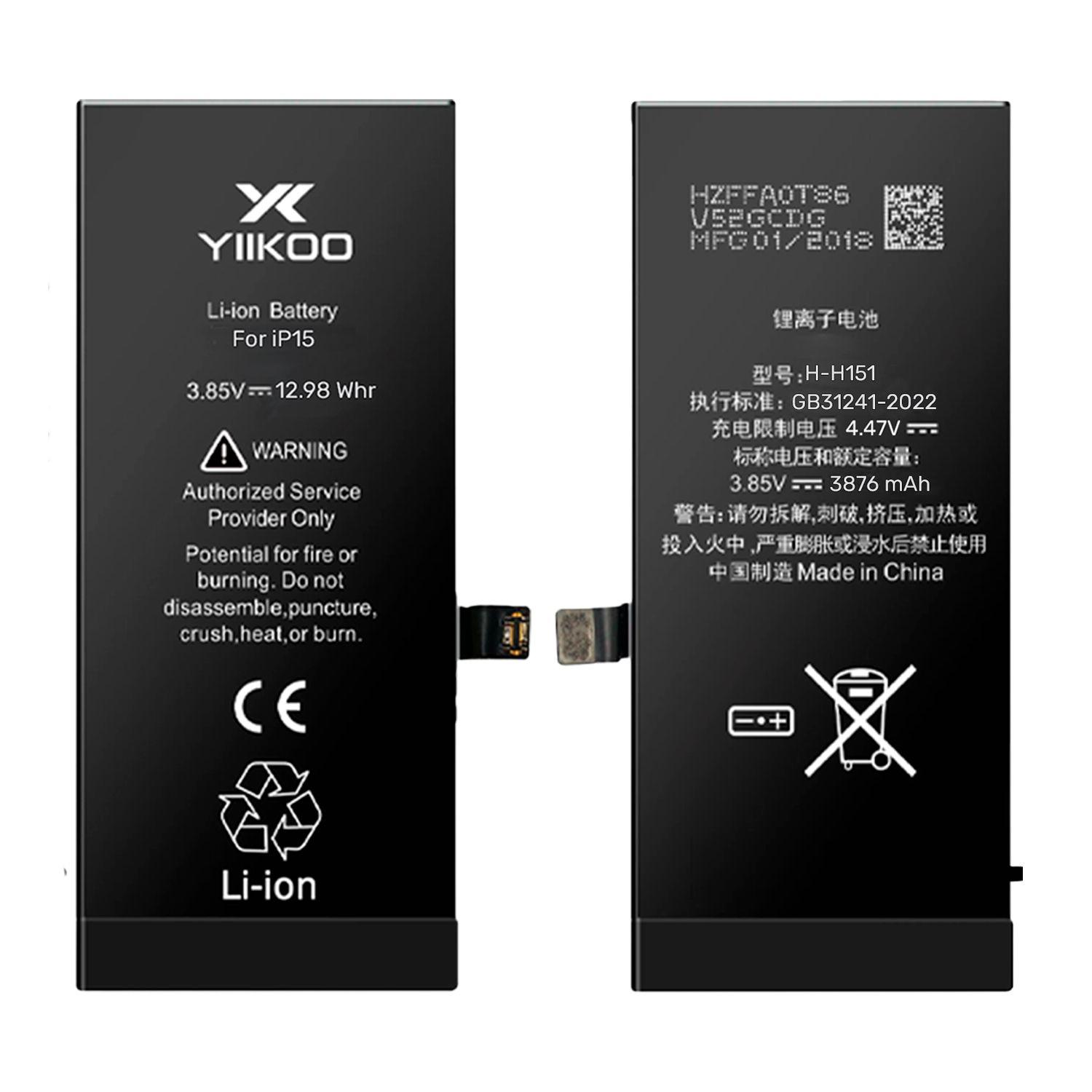 Bateria para iPhone 15 YIIKOO Autoprogramable sin alertas-3