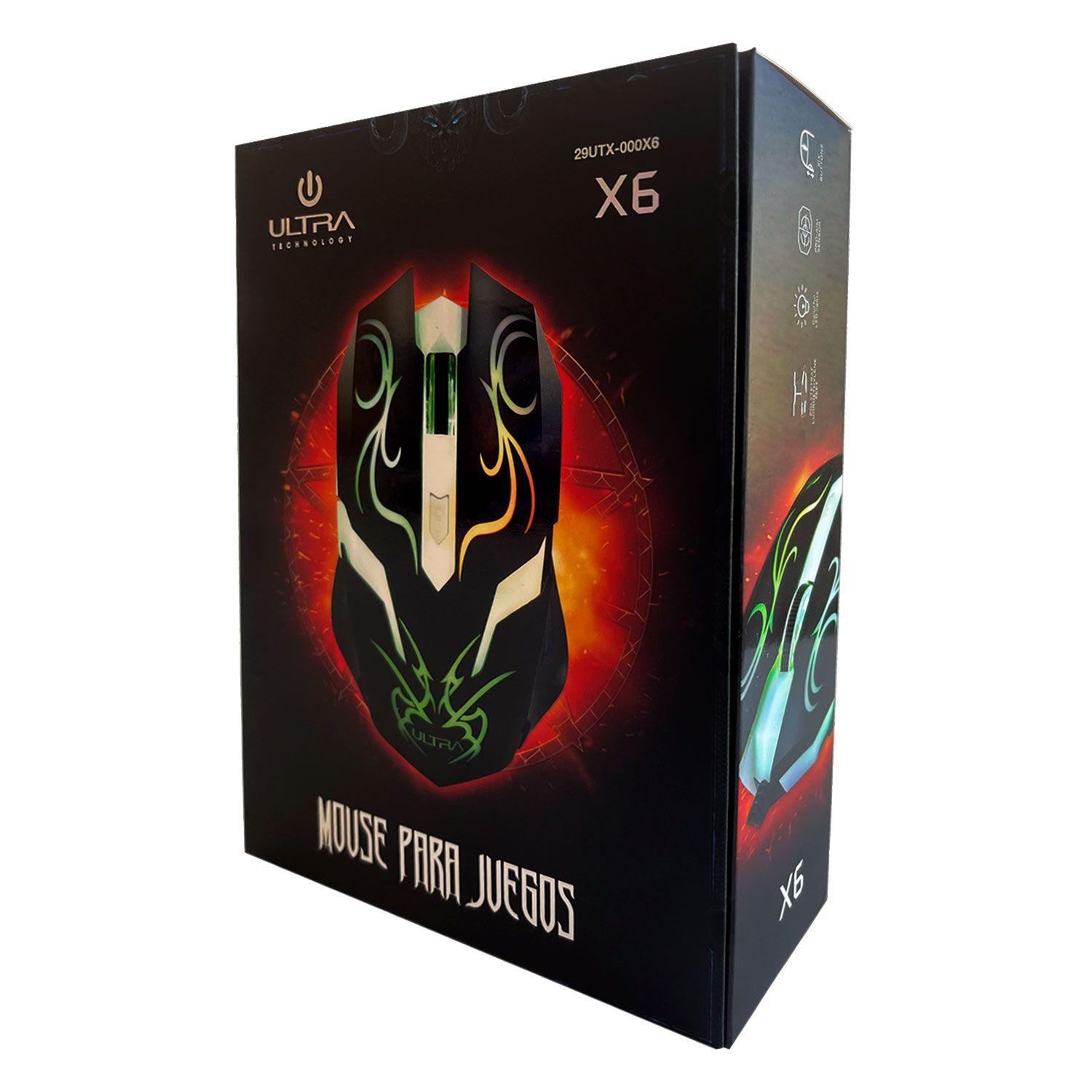 Mouse Gamer Ultra X6 Ergonómico Luz Full Led 29utx-000x6-4