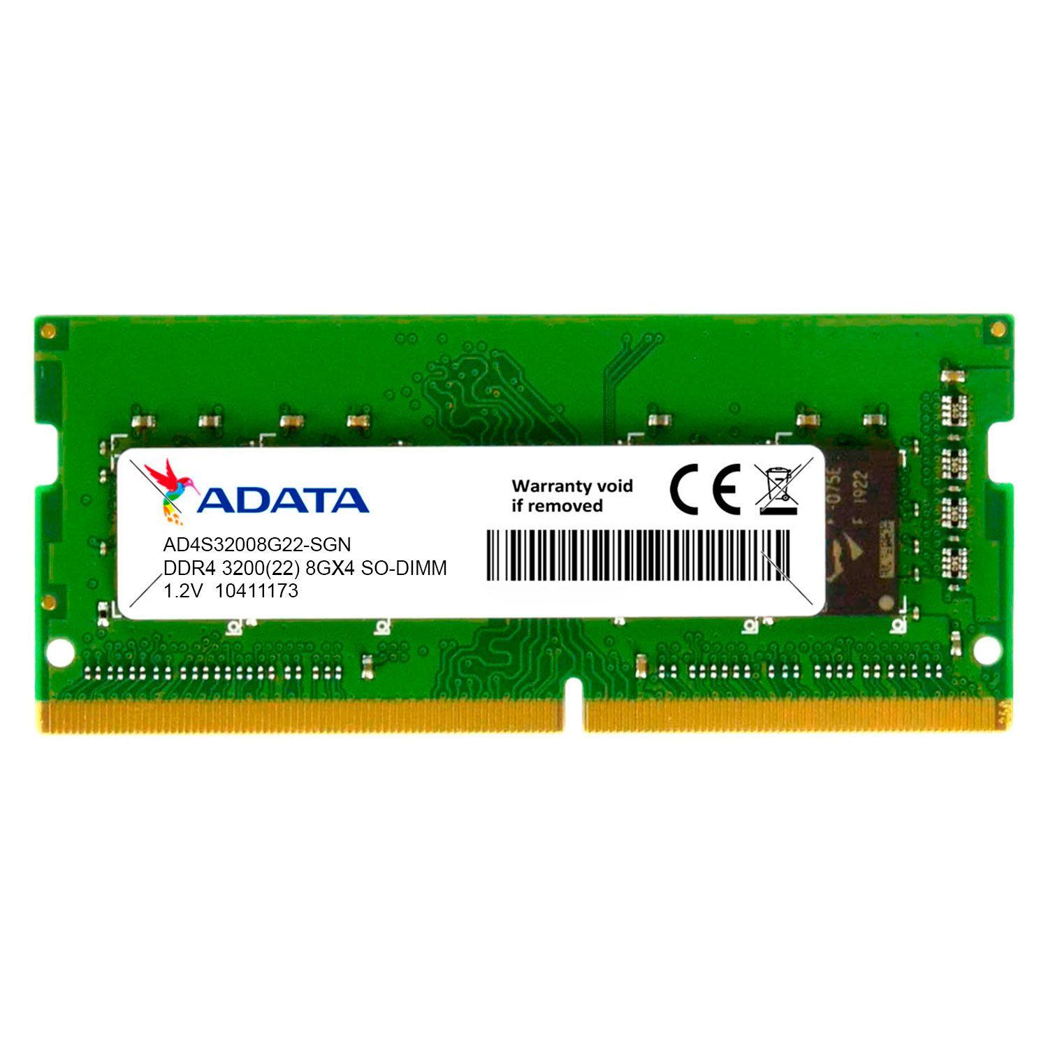 Memoria Ram Notebook DDR4 8GB Adata SO-DIMM AD4S32008G22-SGN-0