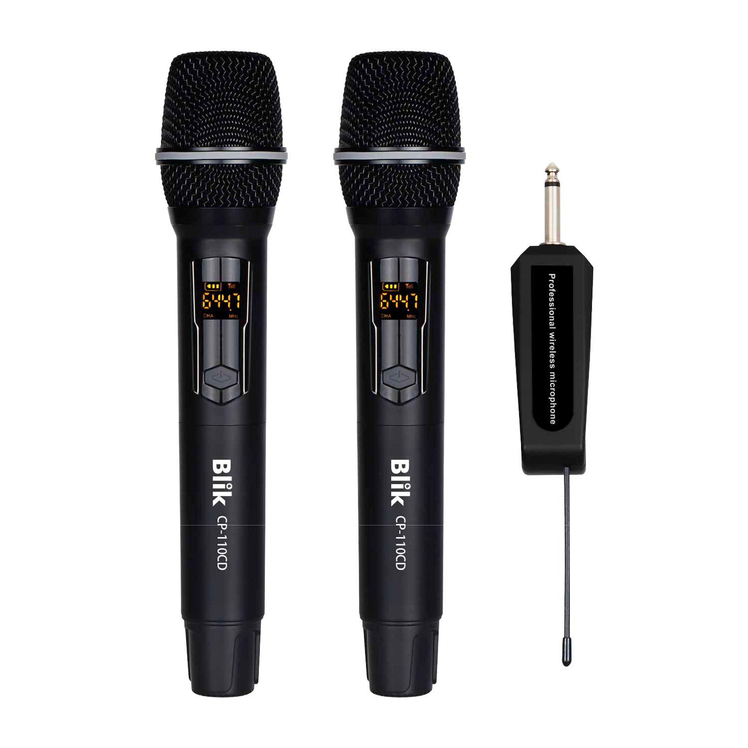 Kit Duo Microfonos Inalambricos Blik UHF Karaoke 40Hz-14kHz-0