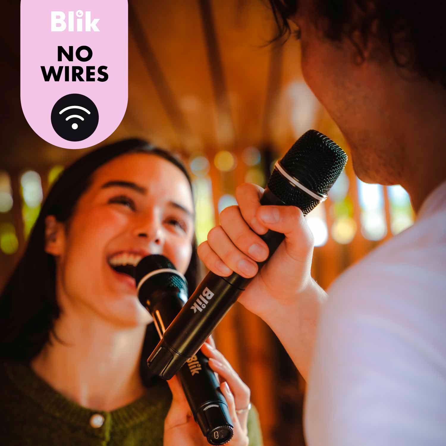 Kit Duo Microfonos Inalambricos Blik UHF Karaoke 40Hz-14kHz-2