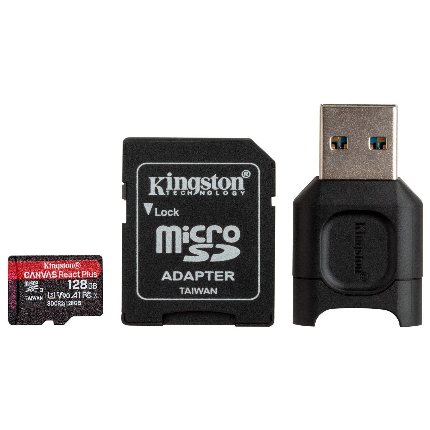 Tarjeta Memoria Kingston Canvas React Kit 128GB + MicroSDXC-1