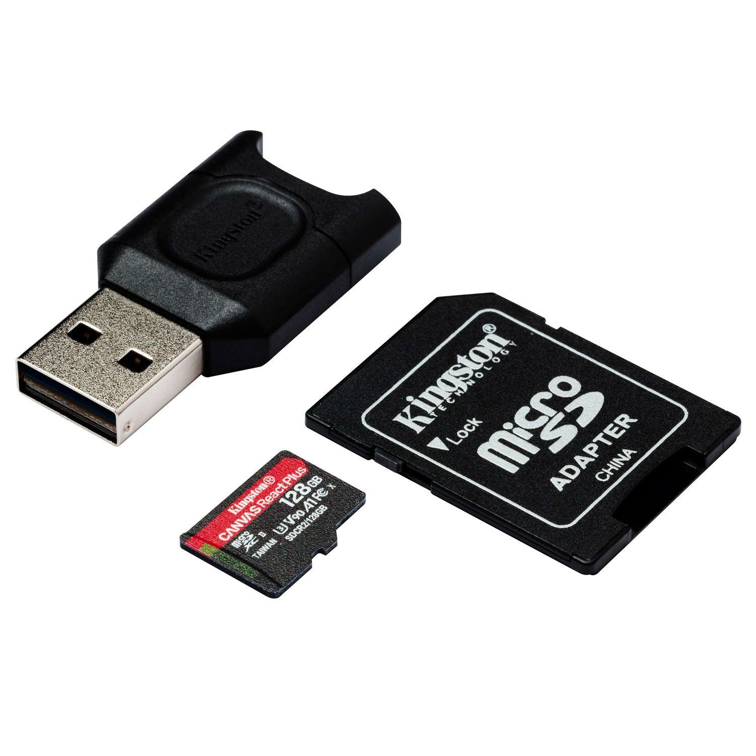 Tarjeta Memoria Kingston Canvas React Kit 128GB + MicroSDXC-2