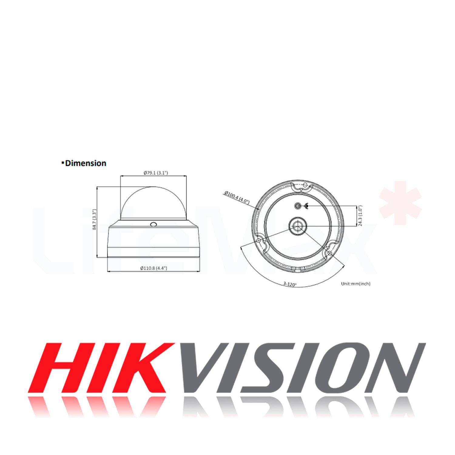 Camara IP Domo Exir Hikvision HD 2MP MicroSD 256GB IP67 IK10-5