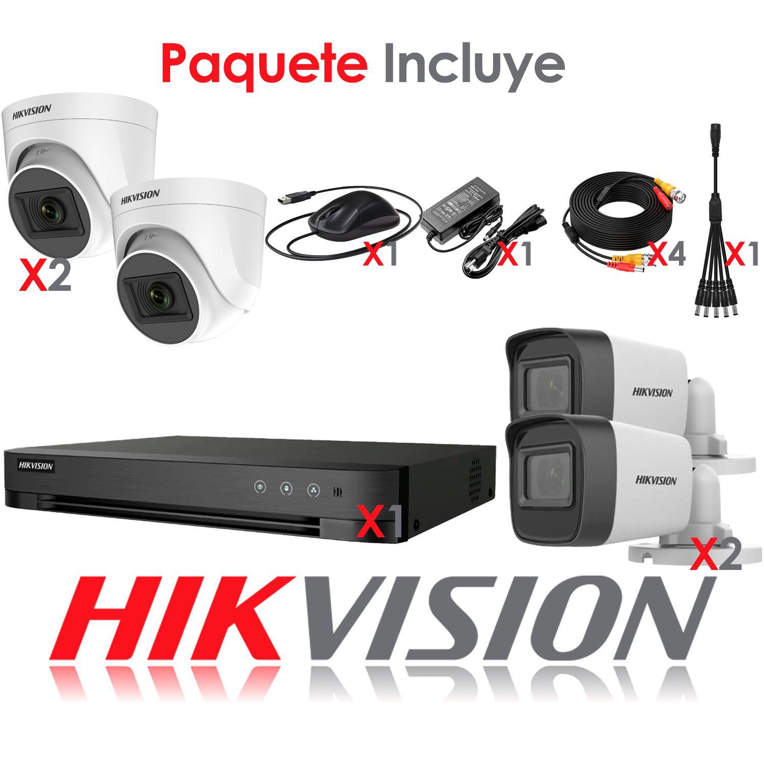 Kit de Camaras de Seguridad +DVR 4CH Hikvision 1TB Bala Domo-4