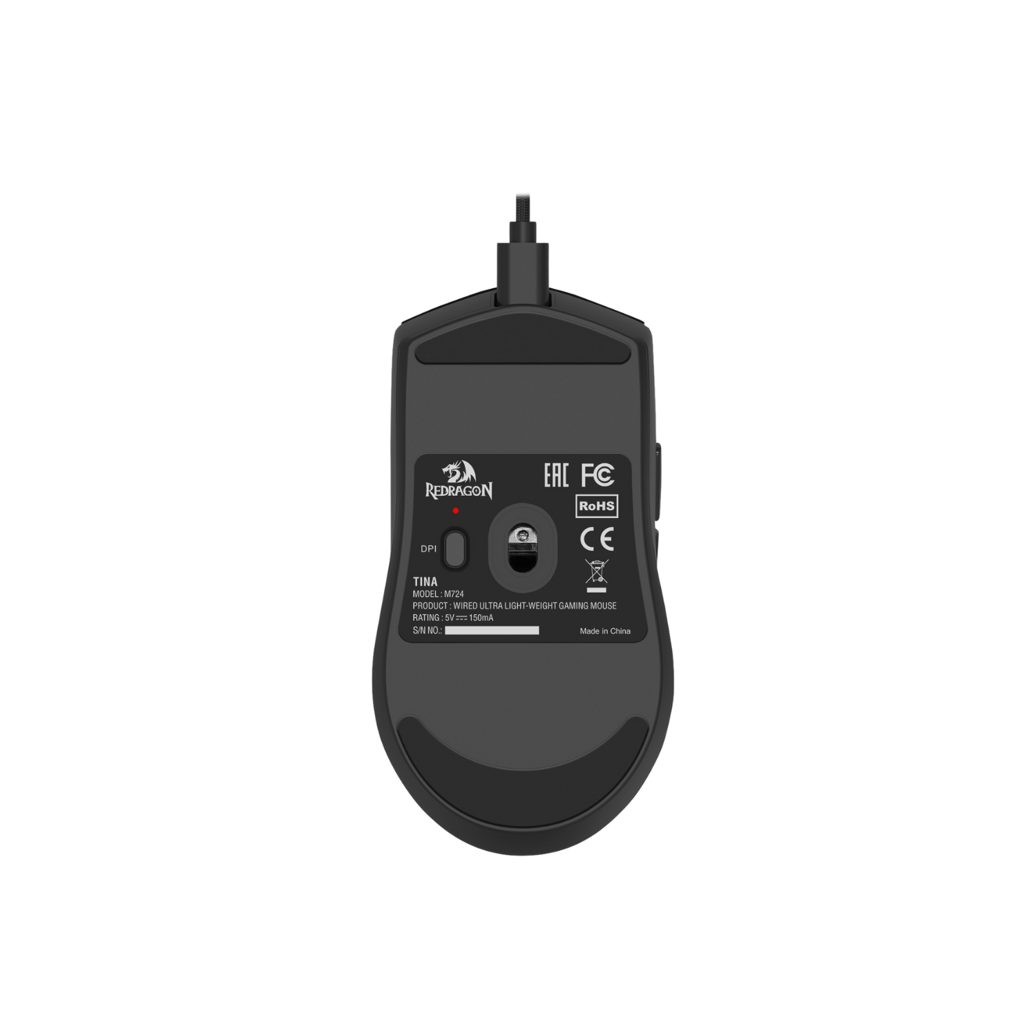 Mouse Gamer Redragon King 1K 5 Botones Negro 12400DPI-8