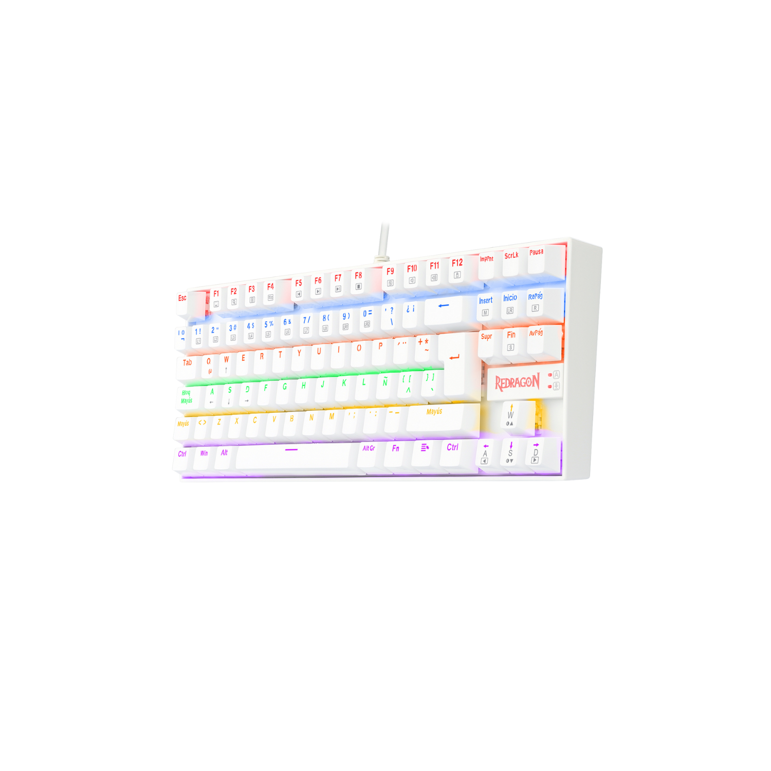 Teclado Gamer Redragon Kumara K552 Blanco Rainbow Tenkeyless-0