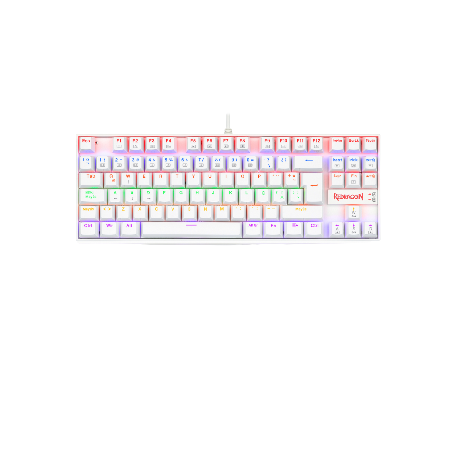 Teclado Gamer Redragon Kumara K552 Blanco Rainbow Tenkeyless-1