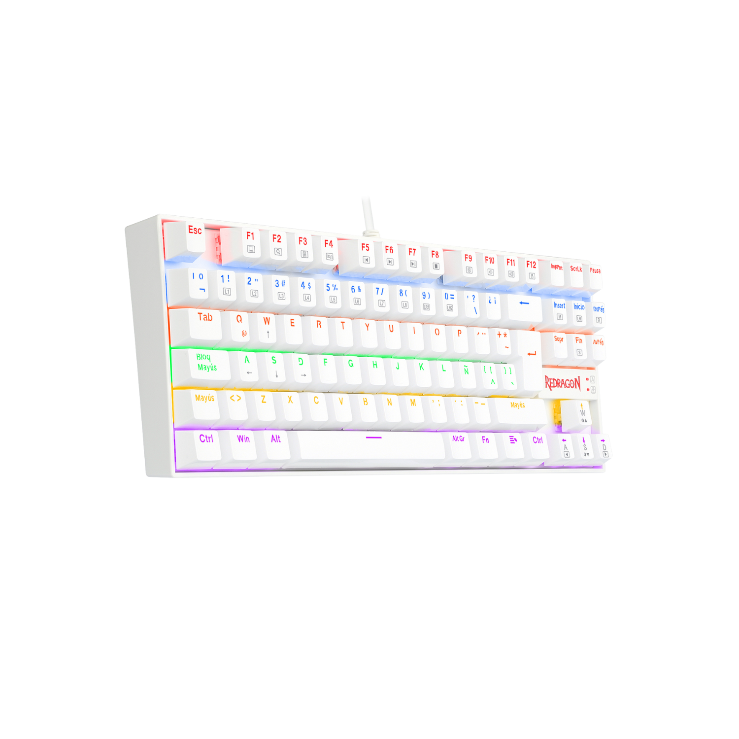 Teclado Gamer Redragon Kumara K552 Blanco Rainbow Tenkeyless-2