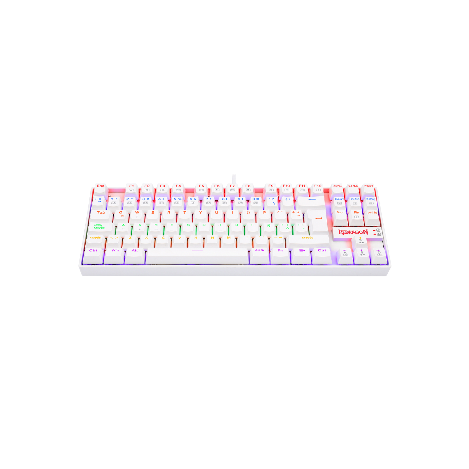 Teclado Gamer Redragon Kumara K552 Blanco Rainbow Tenkeyless-3