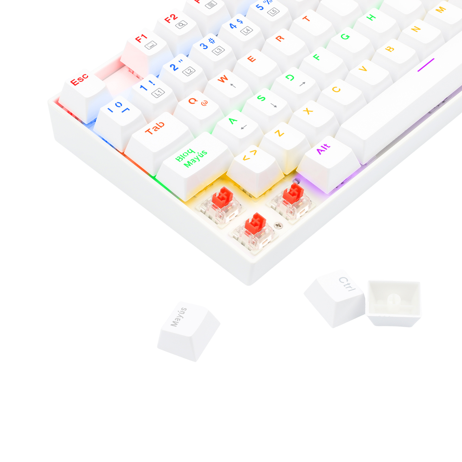 Teclado Gamer Redragon Kumara K552 Blanco Rainbow Tenkeyless-7