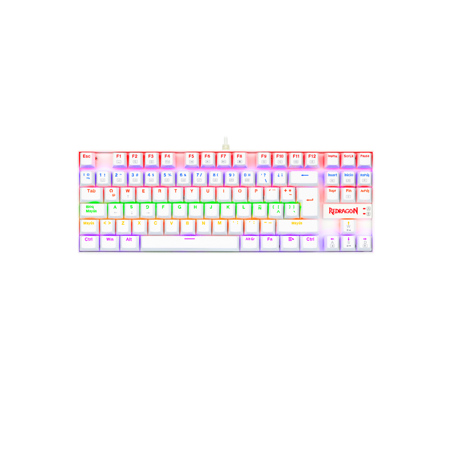 Teclado Gamer Redragon Kumara K552 Blanco Rainbow Tenkeyless-8