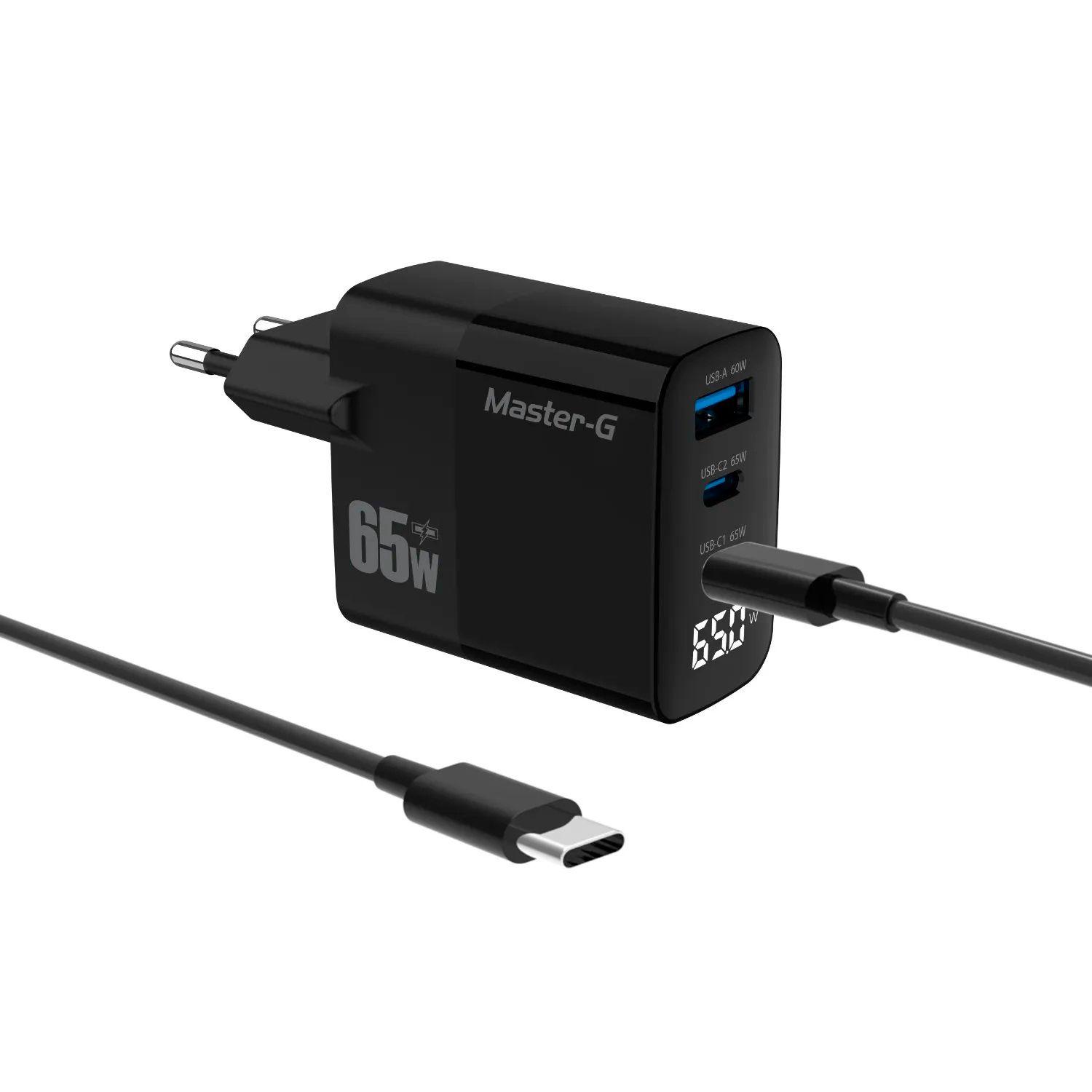Cargador Master-G Carga Rapida 65w Multipuerto + Cable USB-C-0