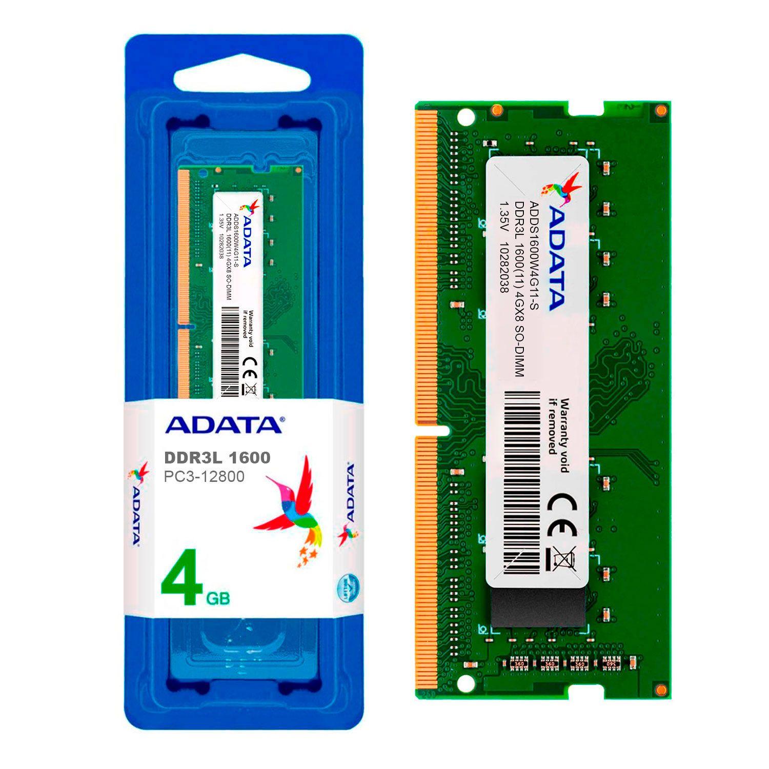 Memoria Ram Notebook DDR3L 4GB Adata SO-DIMM ADDS1600W4G11-S-1
