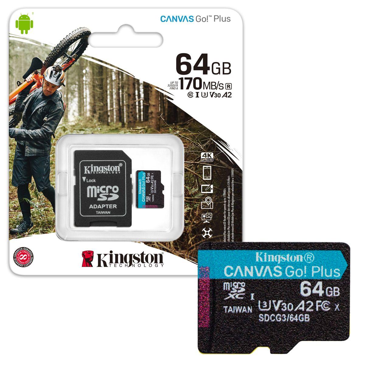 Tarjeta De Memoria MicroSD 64GB Kingston Canvas Go Plus 4K-0