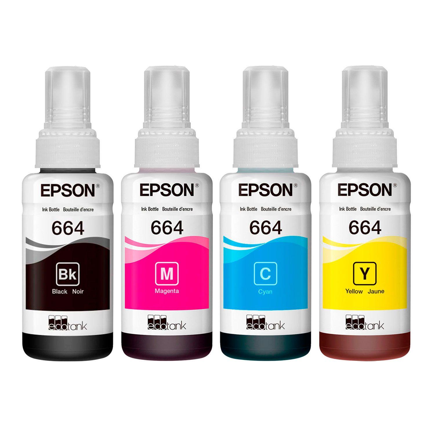 Pack 4 Botellas de Tintas Ecotank T664 Original L380 L1300-0