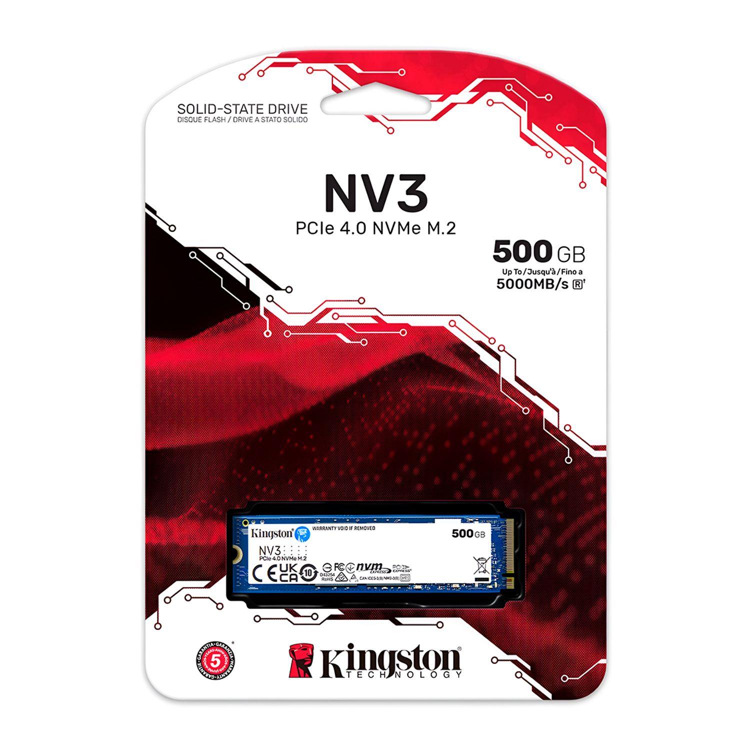 Disco Solido SSD Kingston NV3 500GB M.2 NVMe PCIe Open Box-0