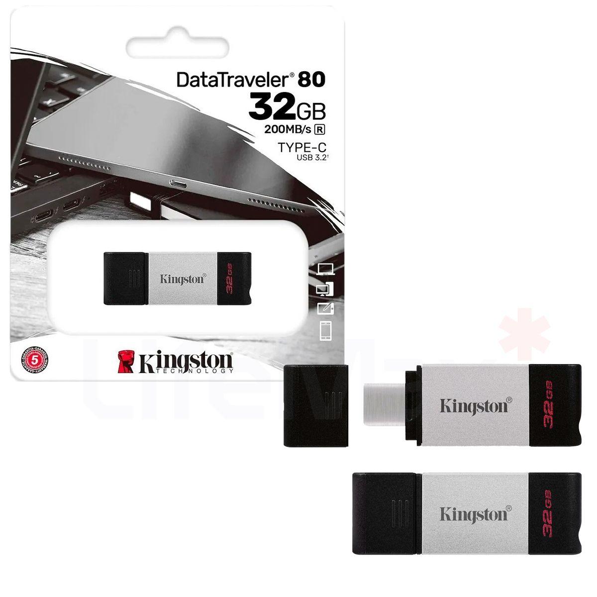 Pendrive USB 3.2 Tipo-C 32GB Kingston DataTraveler80 200MB/s-0