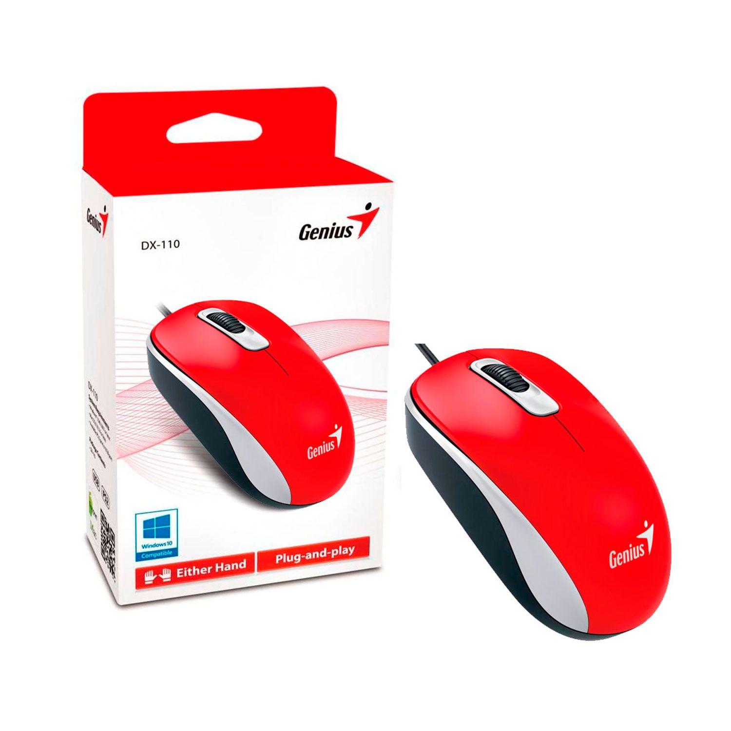 Mouse Genius Dx-110 Usb Óptico 3 Botones Ambidiestro Rojo-1