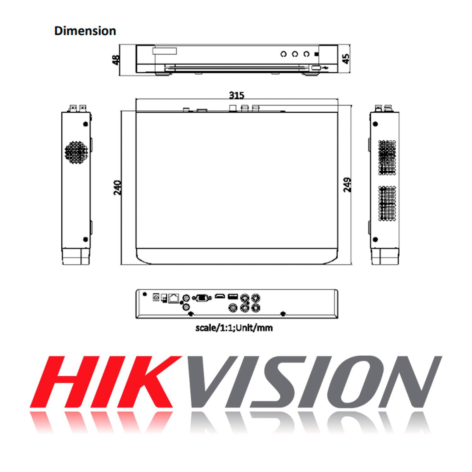 DVR 4 Canales Turbo HD Pentahibrido Hikvision AcuSense 1U-6