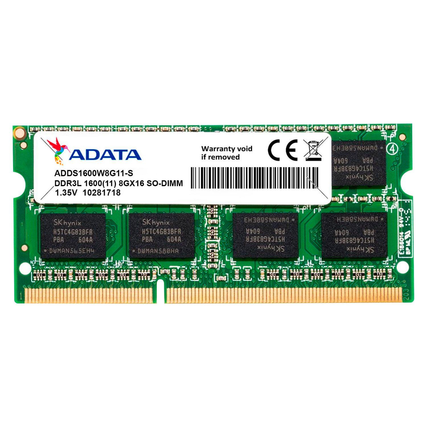 Memoria Ram Notebook DDR3L 8GB Adata SO-DIMM ADDS1600W8G11-S-0