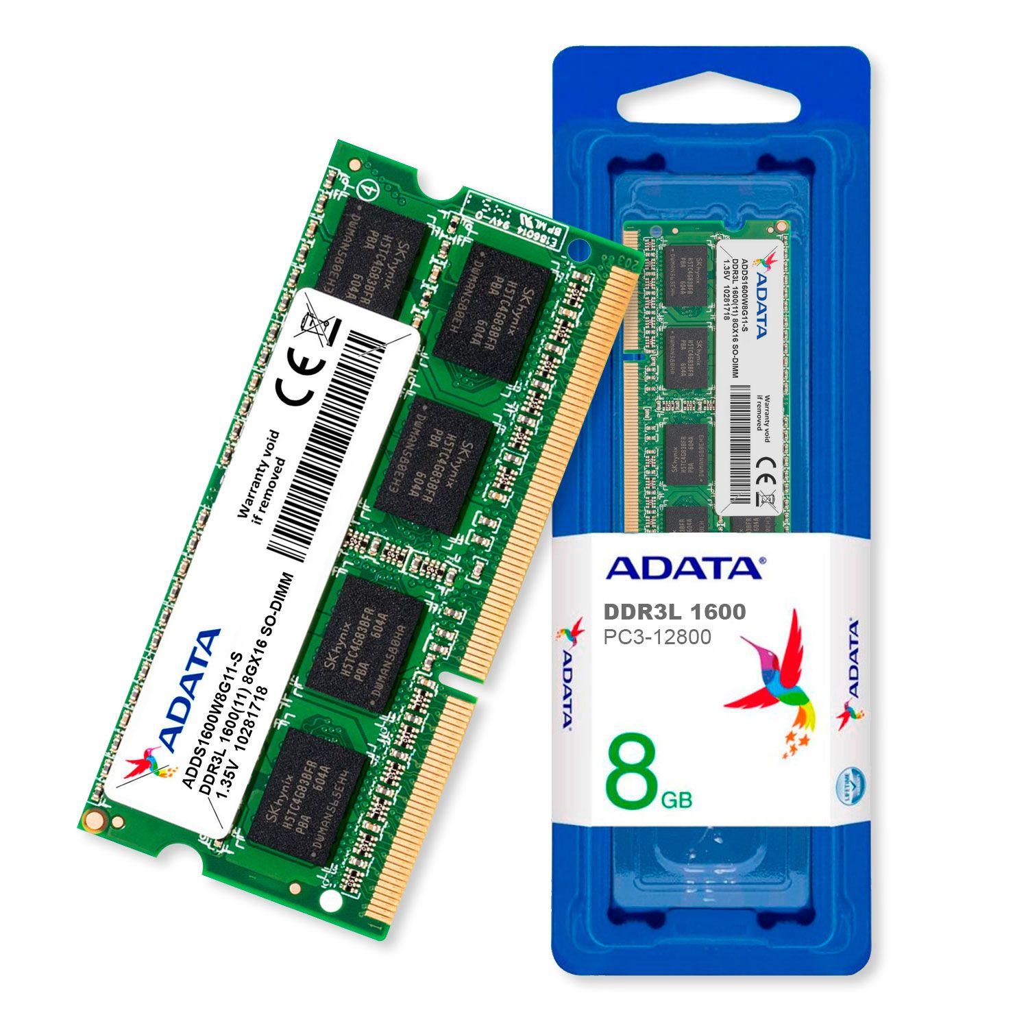 Memoria Ram Notebook DDR3L 8GB Adata SO-DIMM ADDS1600W8G11-S-1