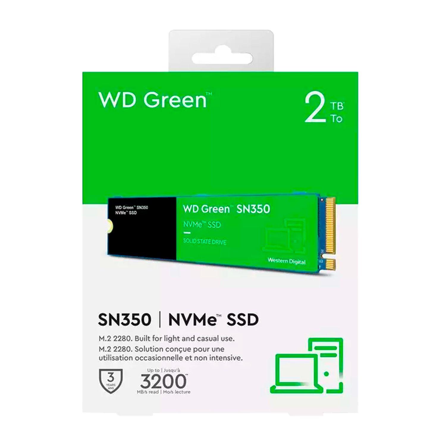 Disco Solido SSD Interno WD Green SN350 2TB PCIe3.1 M.2 2280-4