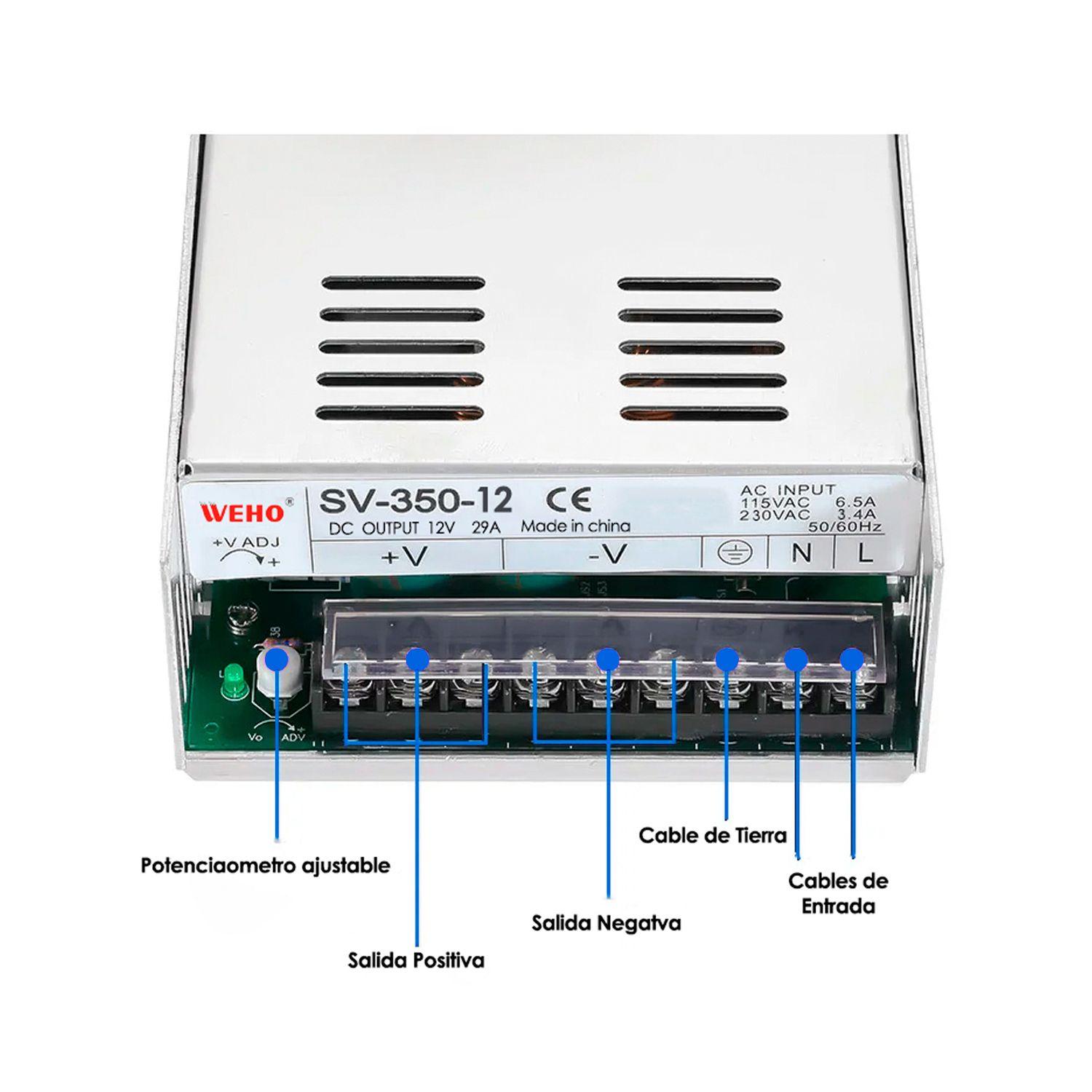 Fuente de Poder WEHO 350W 12V 29A Ventilador Incorporado-2