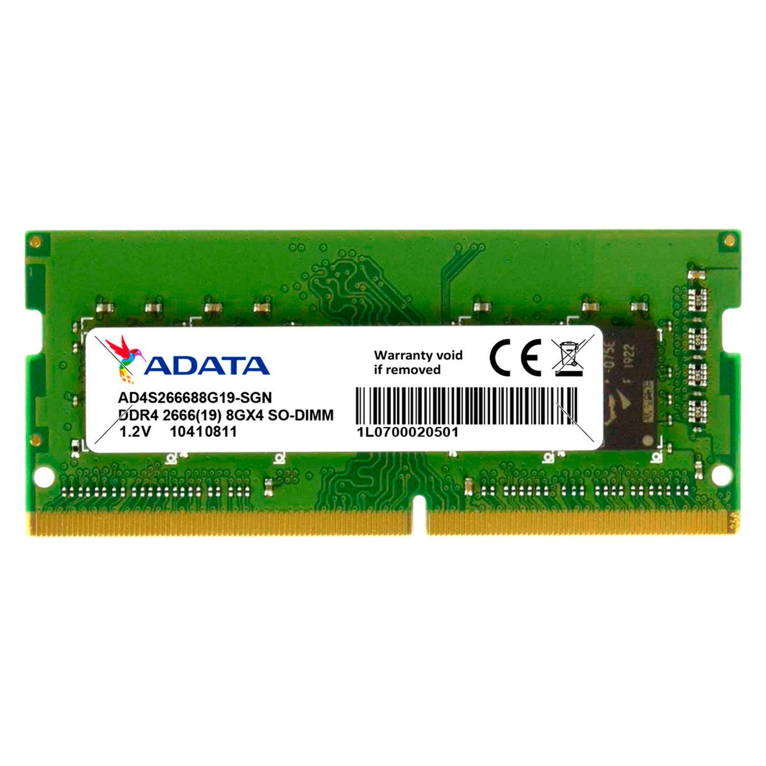 Memoria Ram Adata 8gb Ddr4 2666mhz Sodimm Adata | Paris.cl