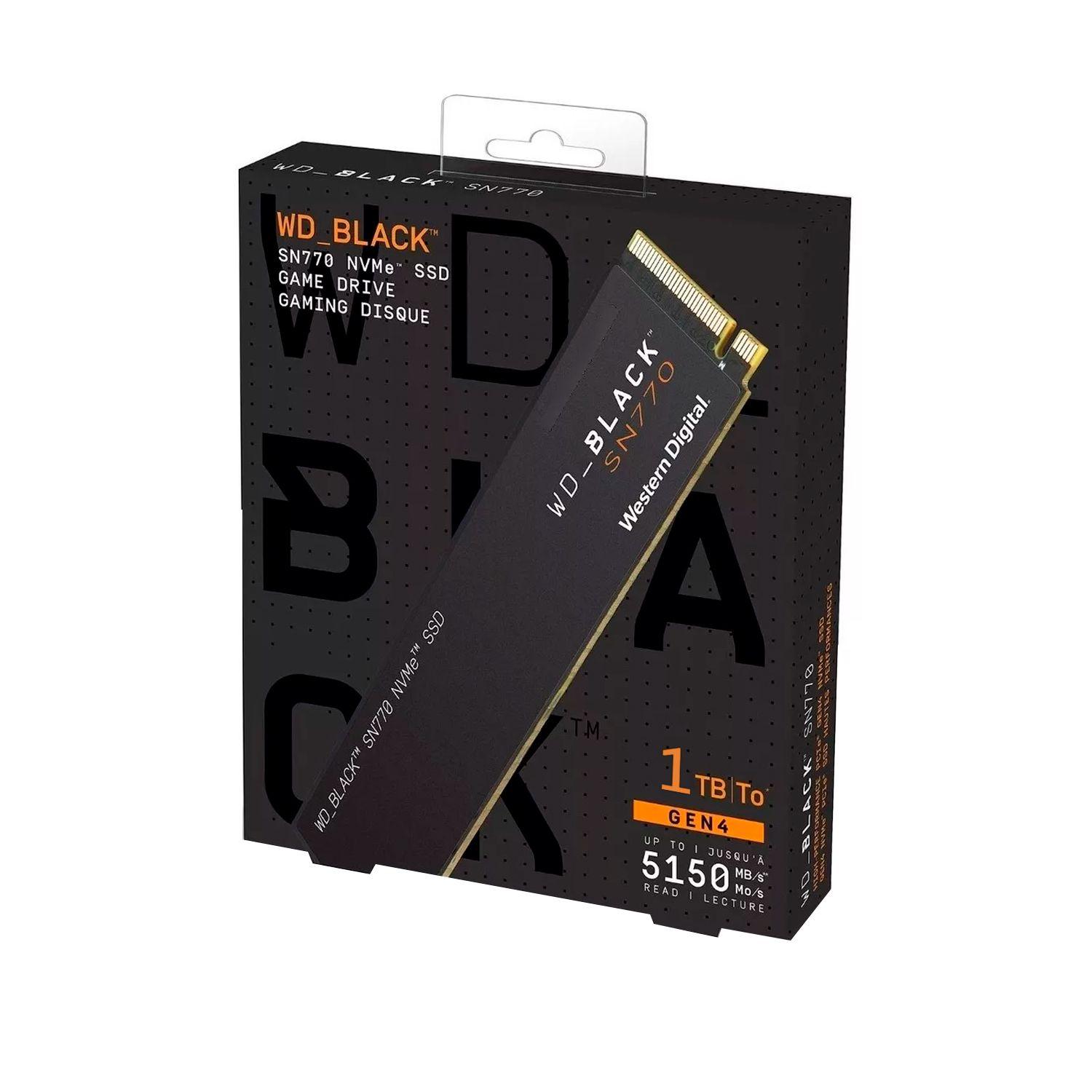 Disco Solido SSD interno WD Black SN770 1TB M.2 2280 PCIe4-4