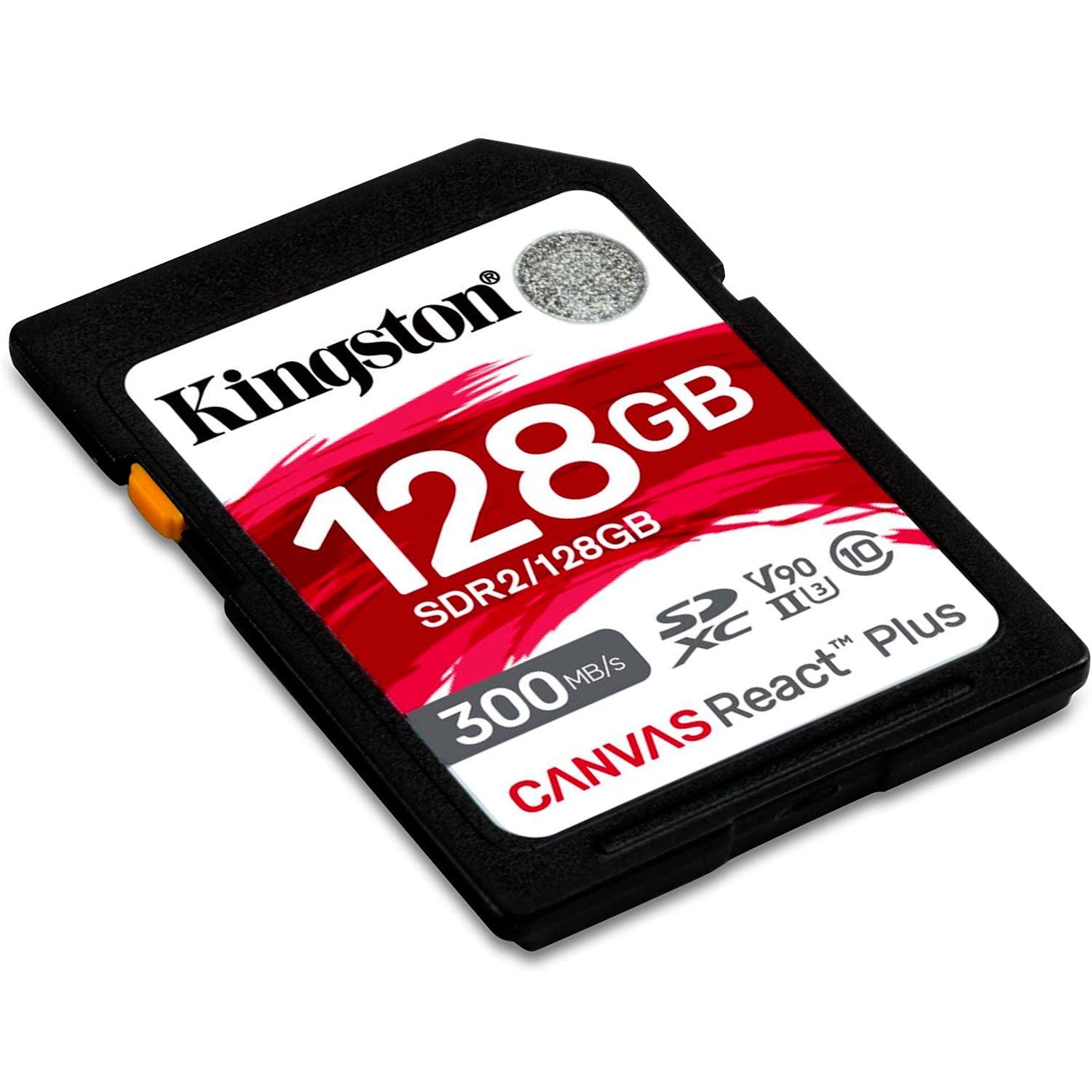 Tarjeta Memoria SD Kingston Canvas React Kit 128GB+Adap. USB-0