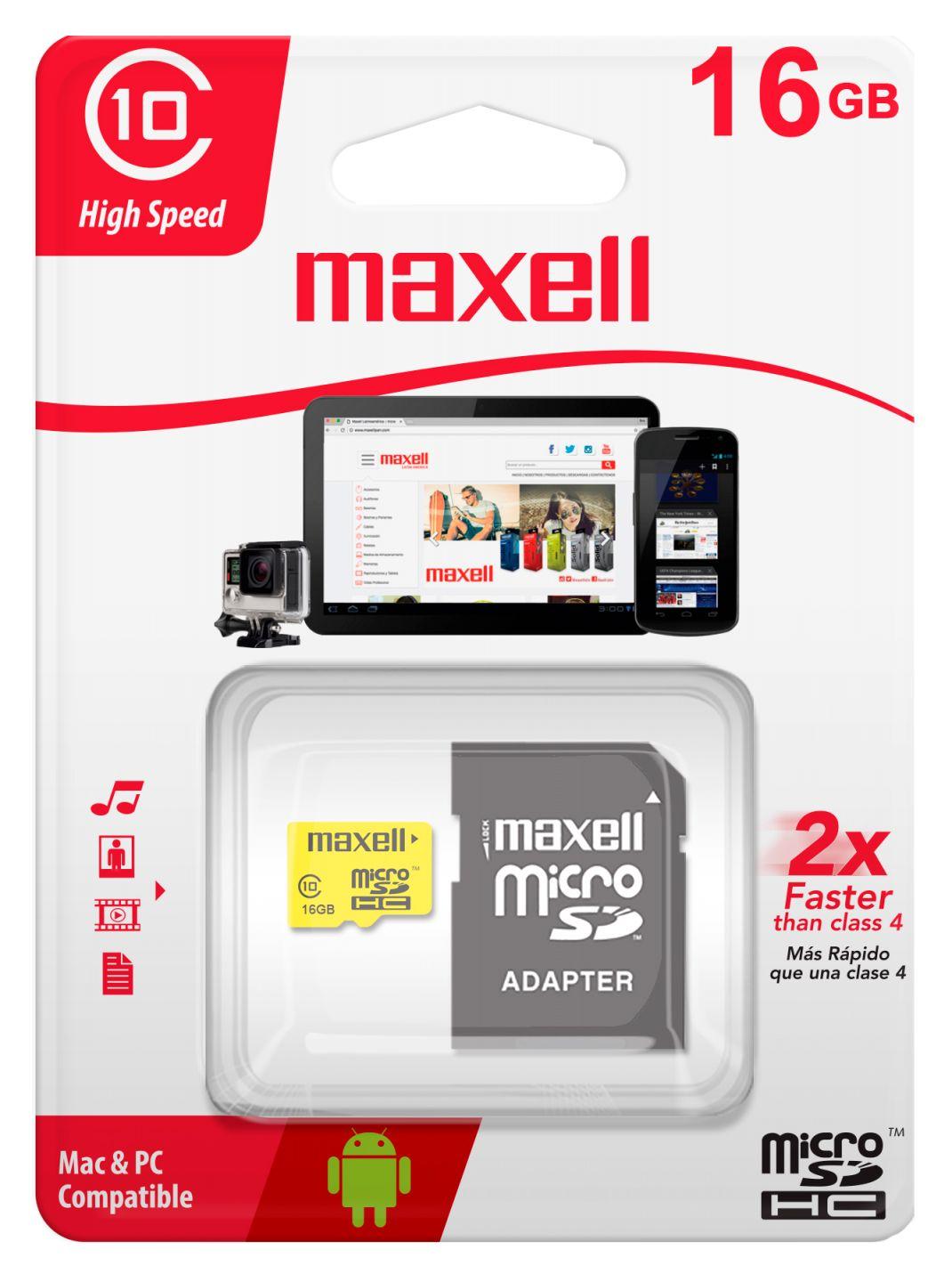 Tarjeta de memoria MicroSD 16GB Maxell + Adaptador 90MB/s-2
