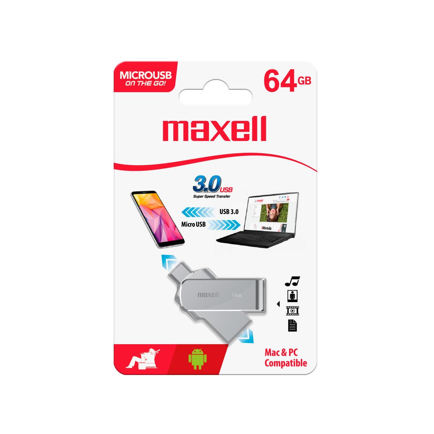 Pendrive MicroUSB OTG 3.0 64GB Maxell Compatible MAC Windows-2