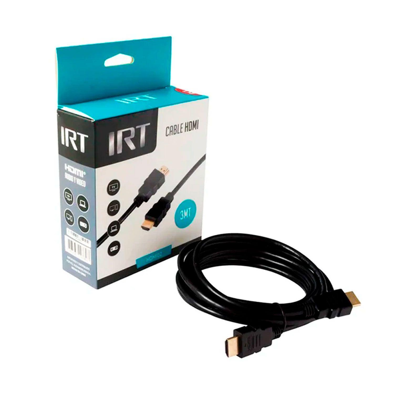 Cable HDMI 3mts Audio y Video FHD 1920x1080P 3D IRT HDMI02-1
