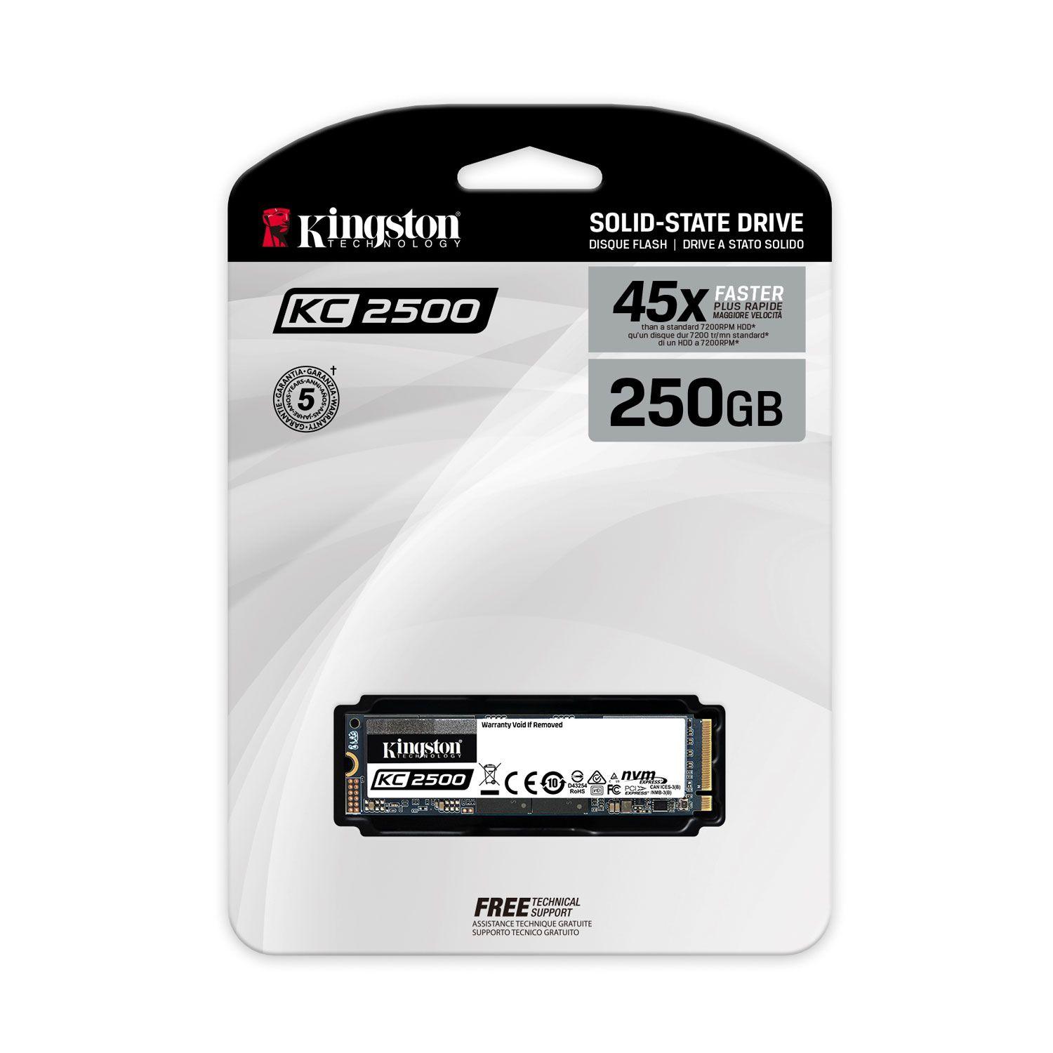 Disco SSD M.2 Kingston 250GB PCIe NVMe KC2500 SKC2500M8/250G-2