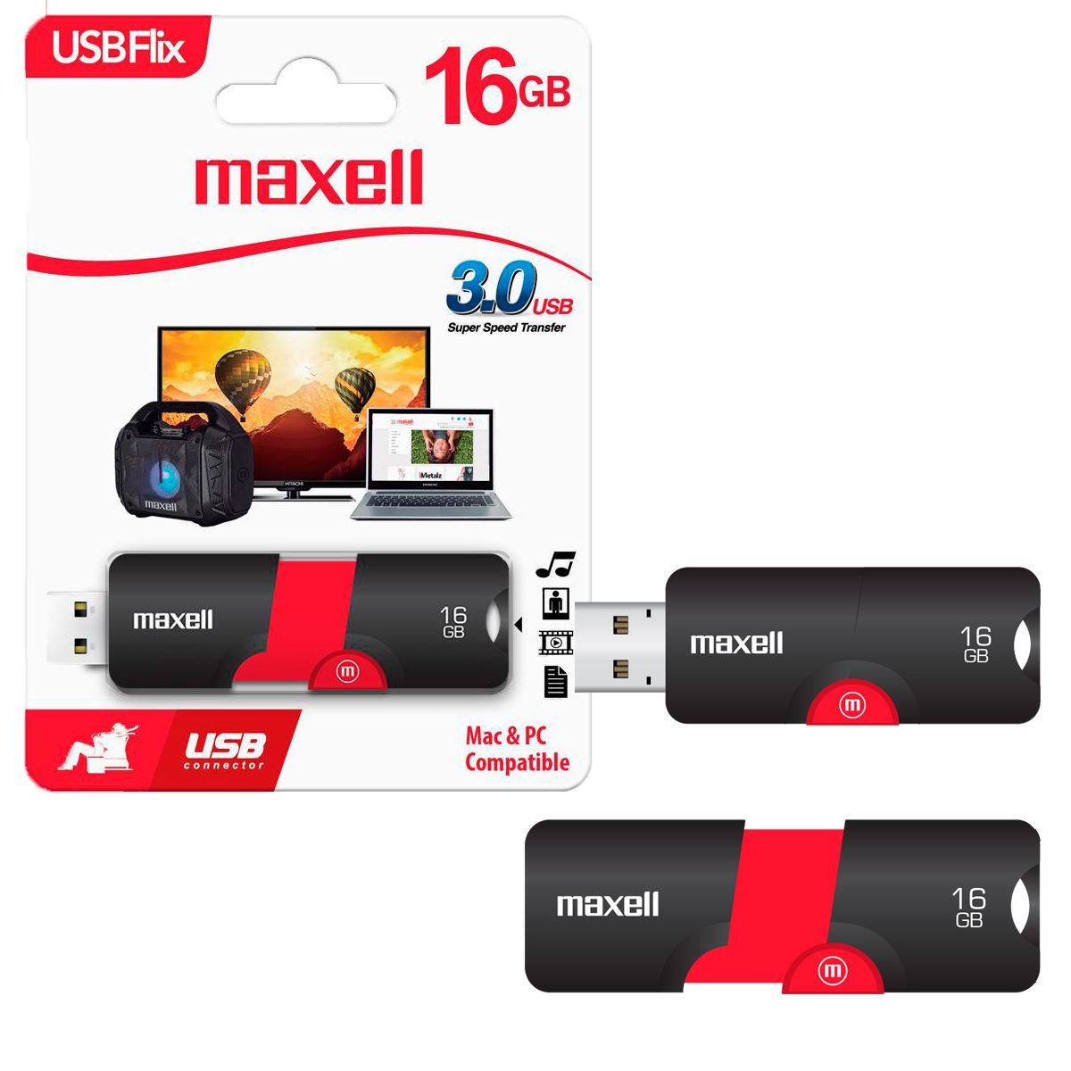 Pendrive USB 3.0 16GB Maxell Flix Compatible MAC y Windows-0