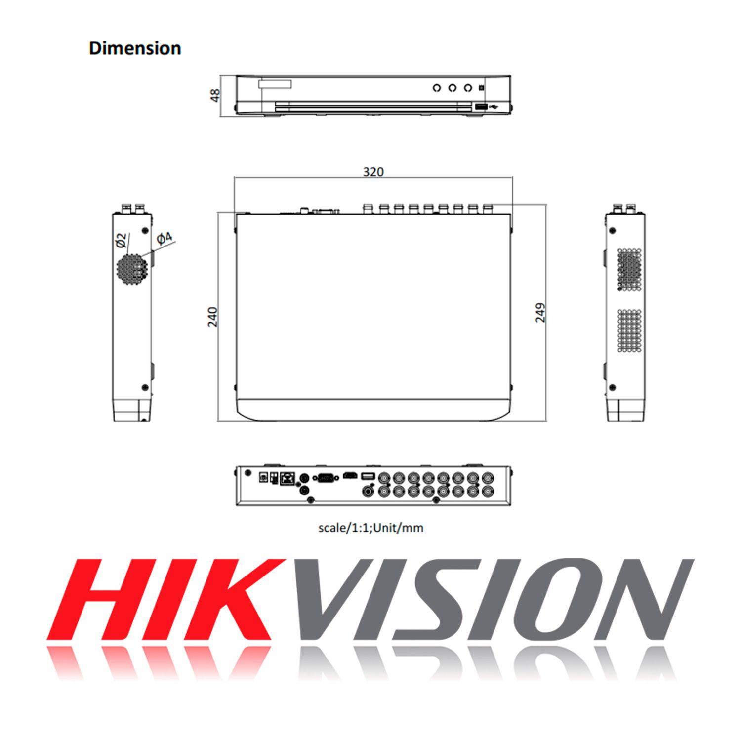 DVR 16 Canales Turbo HD Pentahibrido Hikvision AcuSense 1U-6