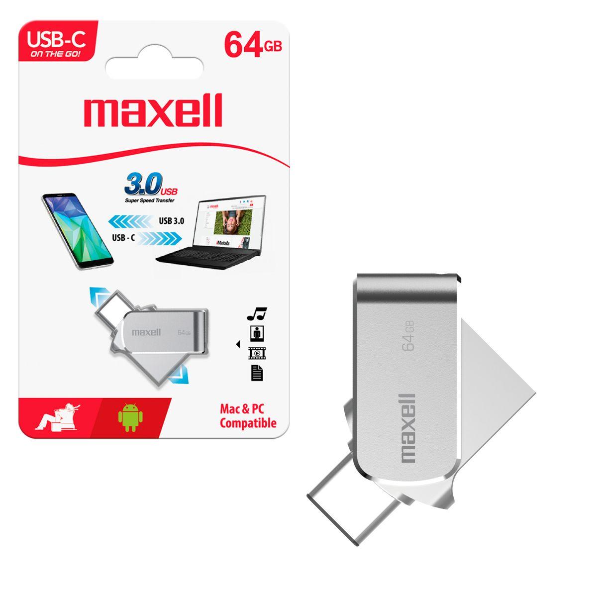 Pendrive USB-C OTG 3.0 64GB Maxell Compatible MAC y Windows-0