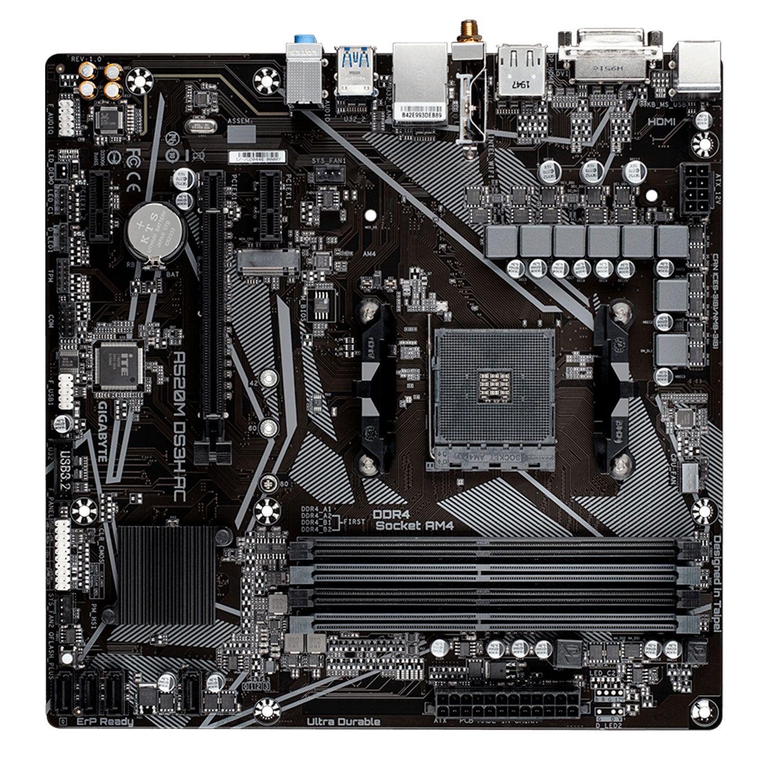 Placa Madre Gigabyte A520M DS3H AC VRM WIFI RGB A520MDS3HAC-2