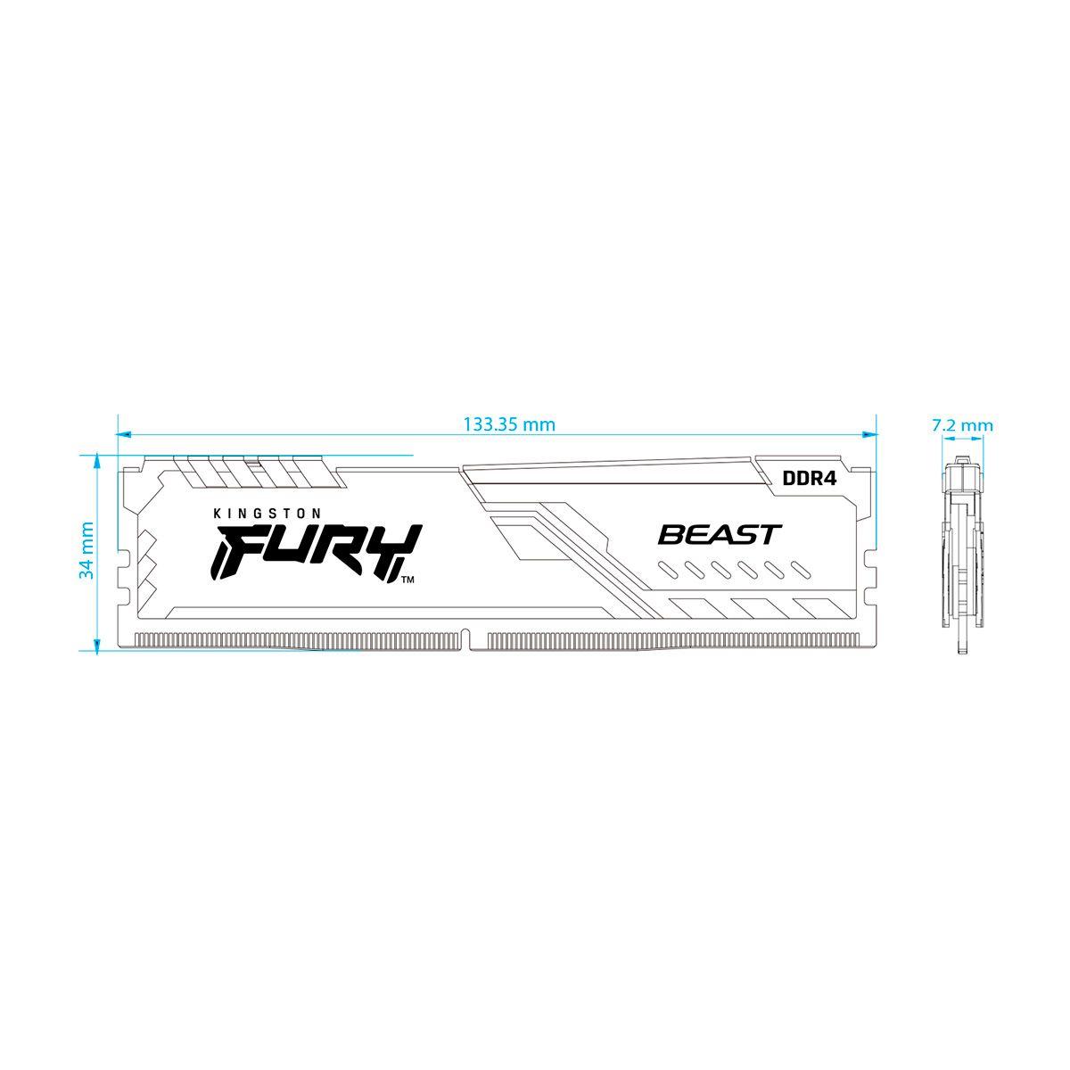 Memoria Ram PC Kingston Fury Beast Gamer 4GB 3200MHz CL16 DDR4 1.35V [ KF432C16BB/4 ]-3