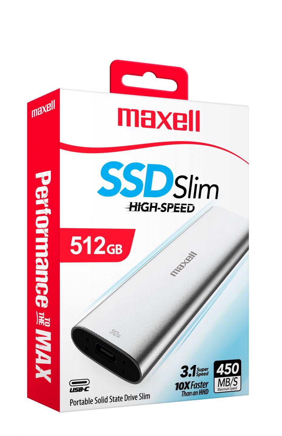 Disco Solido Externo SSD Slim 512GB Maxell 3.1 Usb Tipo C-1