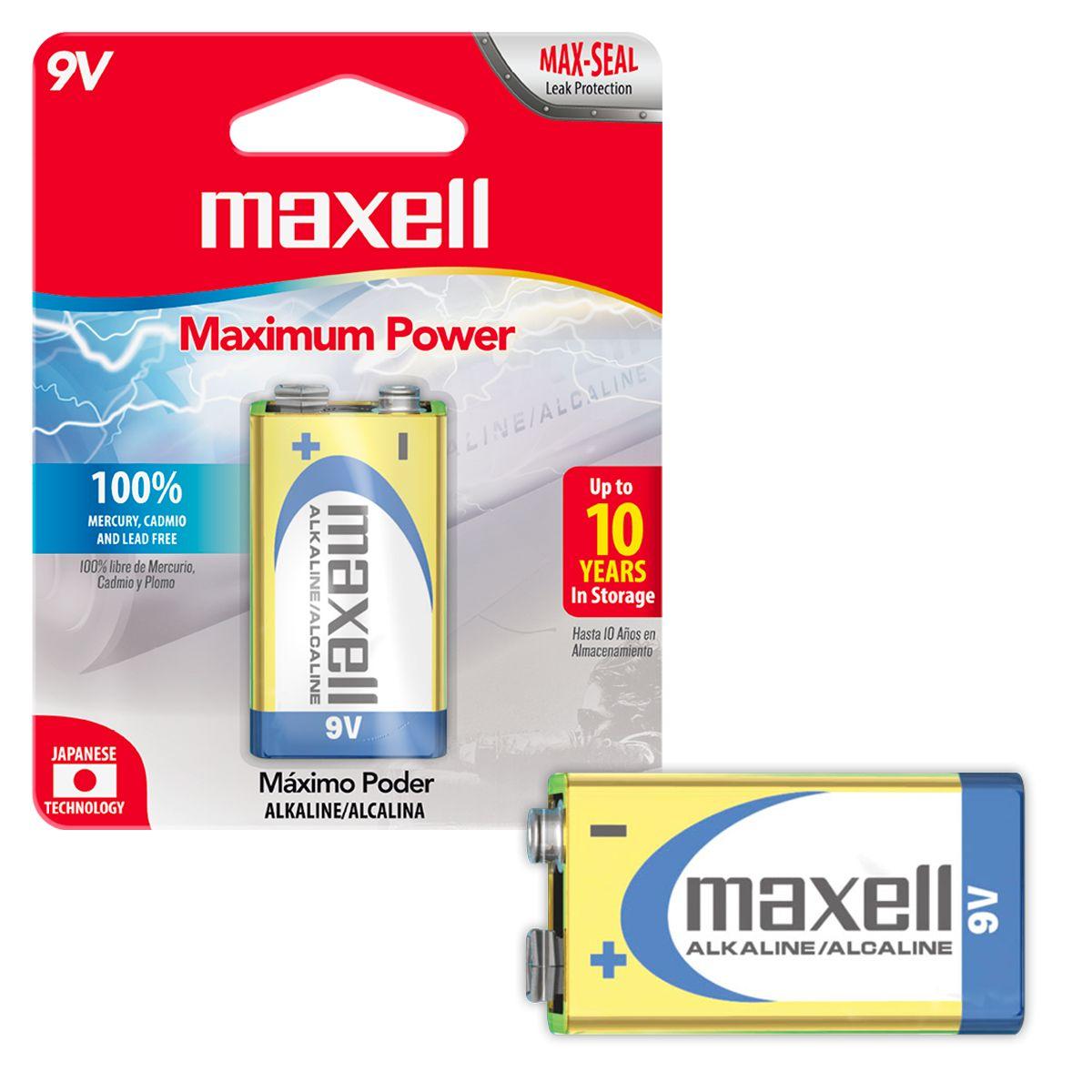 Pila 6LR61 9V Alcalina Maxell Maxima Durabilidad Potencia-0