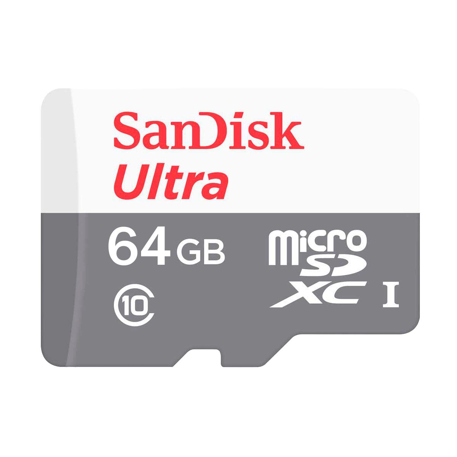 Tarjeta De Memoria MicroSD 64Gb Sandisk + Adaptador 100mb/s-1