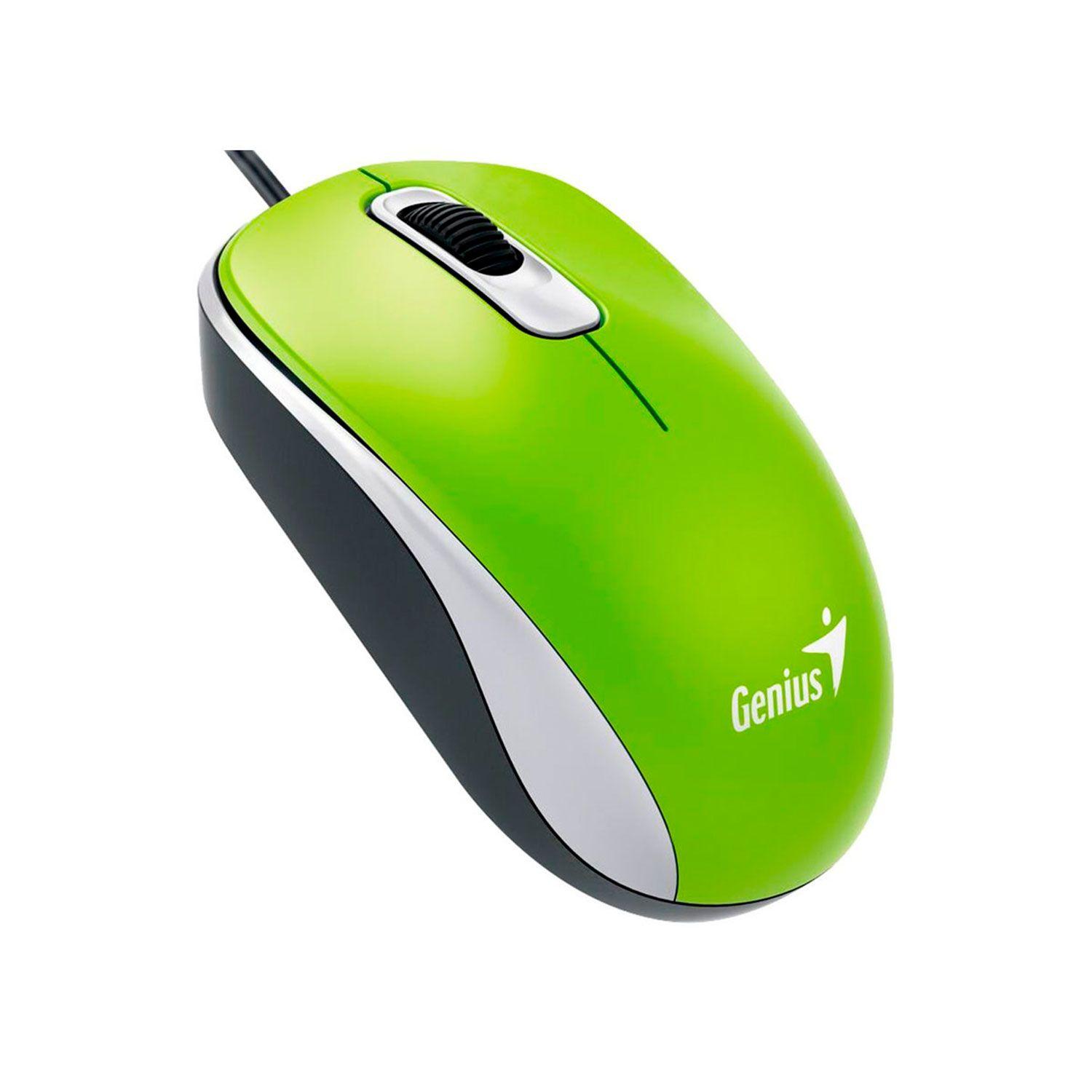 Mouse Genius Dx-110 Usb Óptico 3 Botones Ambidiestro Verde-0