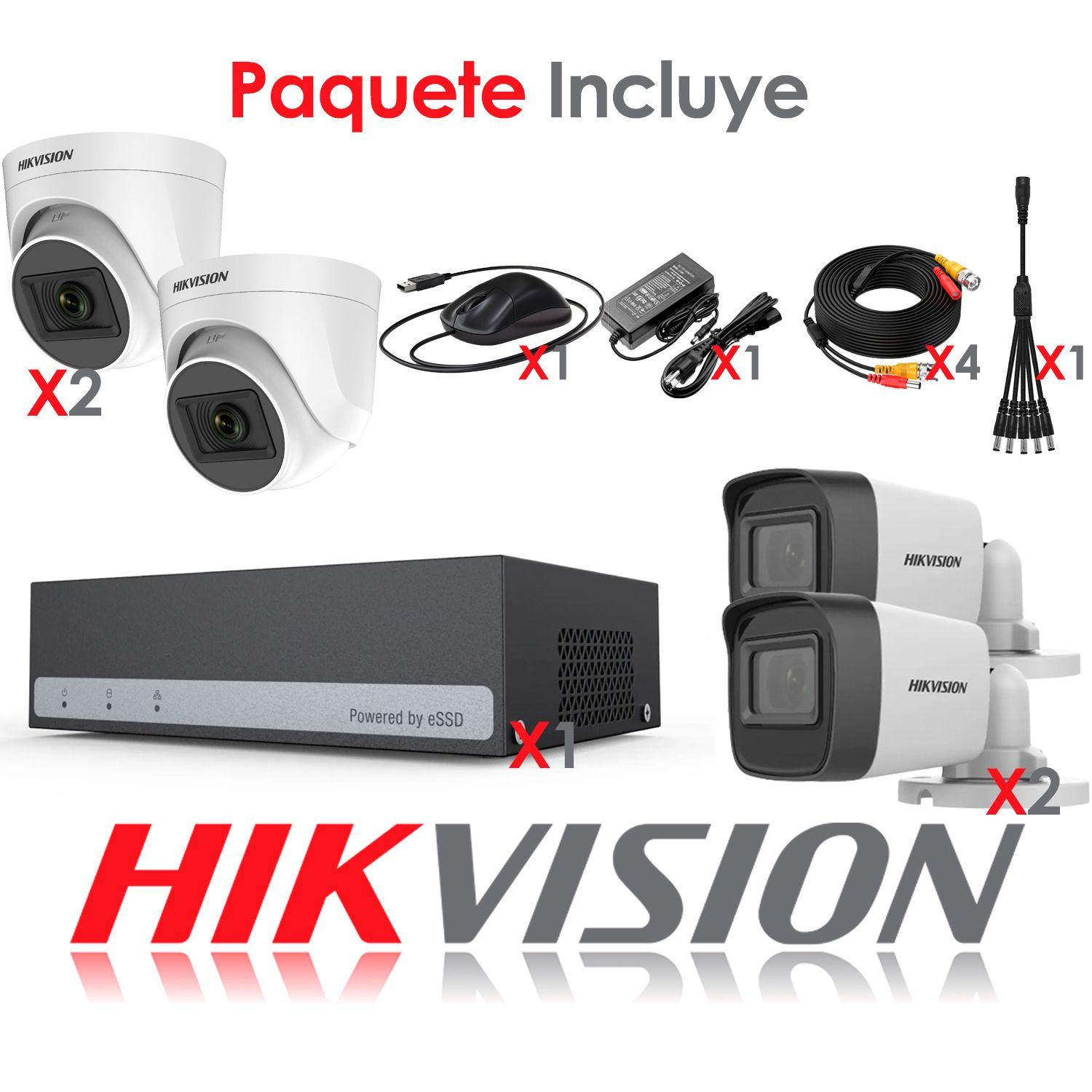 Kit de Camaras de Seguridad + DVR 4CH Hikvision eSSD 300GB-4
