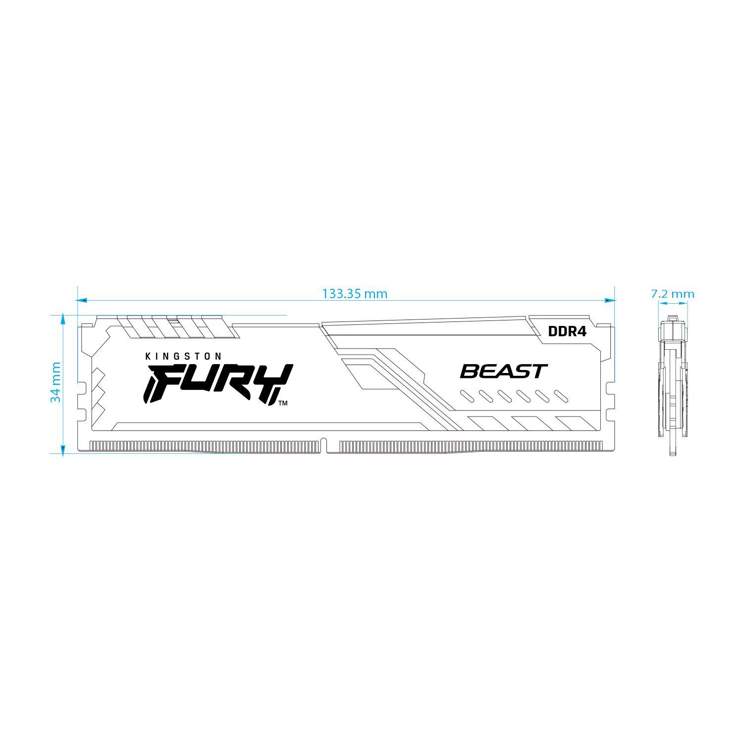 Memoria Ram PC Kingston Fury 8GB DDR4 3600MHz CL17 DIMM-3