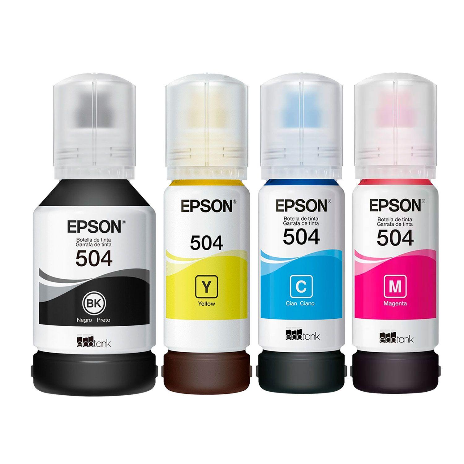 Pack 4 Botellas de Tintas T504 Ecotank Originales-0